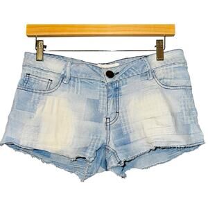 Etienne Marcel Patchwork Jean Shorts Women's Size 27 Hot Pants Blue Low Rise